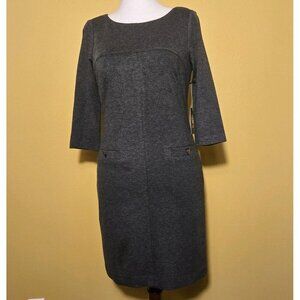 Vince Camuto Dress Size 6 Gray 3/4 Sleeve Back‎ Zip Closure NWT VC5M0601 Silver